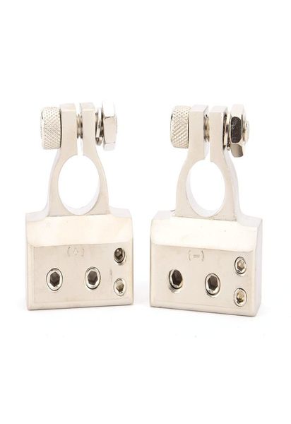 2pcs Universal Auto Car Battery Bottle Bottle Cable Terminal Terminal Soporte Post CLAMP Clips Silver9108873