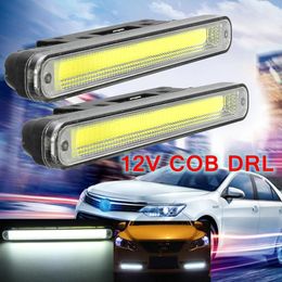 2 stks Universele Dag Running Light LED COB 12V DRL Auto Auto Rijden Voor Mist Lamp Wit Lamp Waterdicht 6000K