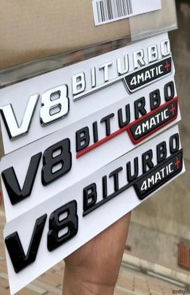 2PCS V8 Biturbo 4Matic Car Fender Emblem Sticker pour Mercedes Benz AMG W117 CLA45 W205 C63 W212 E63 W207 W176 A45 X156 GLA453554004