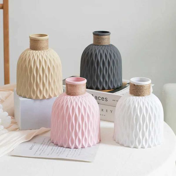 Vases en plastique ondulés à l'eau, 2 pièces, 1 pièce, Arrangement de Pot de fleur ondulé, Style nordique moderne, décoration de maison, salon, bureau, ornement