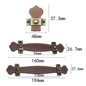 2pcs Meubles en cuir vintage Boutons de 96 mm 128 mm Poignée en cuir souple et boutons du tiroir à la poitrine Poignée avec vis