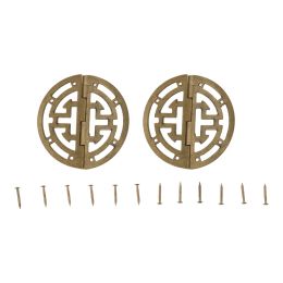 2pcs charnières en laiton ronde vintage avec vis 45 mm / 1,77 pouce creux ancienne décor rétro chinois Boîte de bijoux en bois armoire