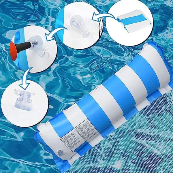 2 PCS - Silla flotante de la fiesta de la piscina plegable de hamaca inflable de agua (1 recinerador de agua+1 bomba de colores al azar)
