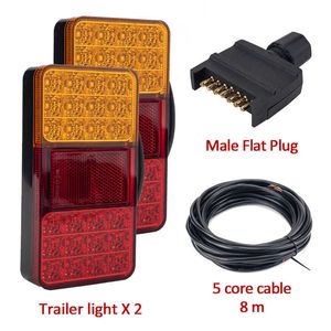 Luces traseras impermeables para coche, 8 luces LED traseras, par de remolque de barco, piezas traseras de 12V para remolque, camión, iluminación de coche, impermeable IP65, 2 uds.