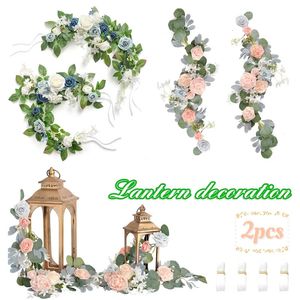 2 stks bruilofts gangpad decor kunstmatige rozenkrans tafel centerpieces gesimuleerde lantaarnbloem voor bruiloft lente in/outdoor decor 240422