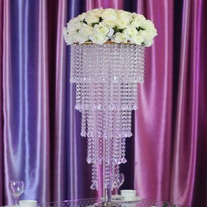 2 stks bruiloftdecoratie rond kristal acrylbloemstandaard kroonluchter vaas centerpieces voor t road party bruiloften tafel