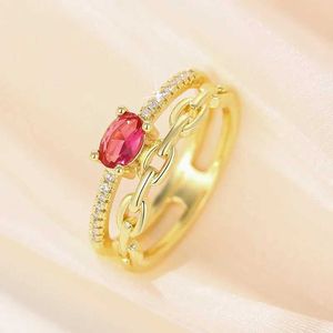 2pcs Anneaux de mariage Caoshi Bright Red Zirconia Finger Ring Lady Engagement Cérémonie Bijoux Fashion Gol