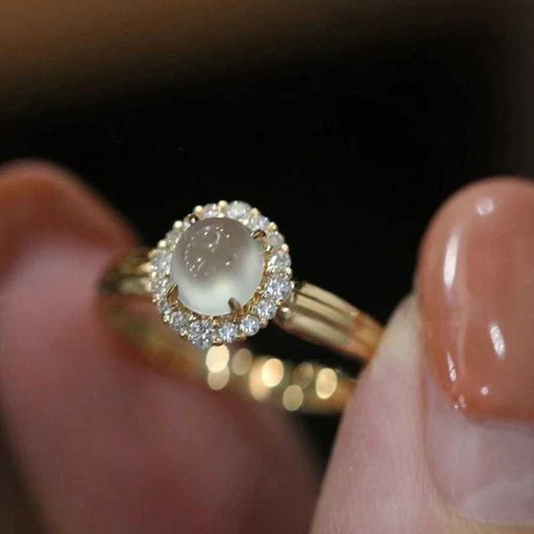2pcs bagues de mariage Caoshi Gold Color Imitation Opal Ring Lady Engagement Cérémonie Bijoux avec des accessoires de bandes de mariage gracieux Brilliant