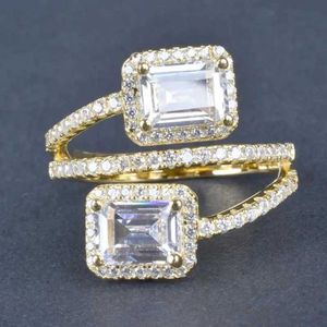 2 stks trouwringen Caoshi stijlvolle prachtige vingerringen voor vrouwelijke geometrische zirkonia sieraden voor bruiloftsfeest luxe dame jubileumaccessoires