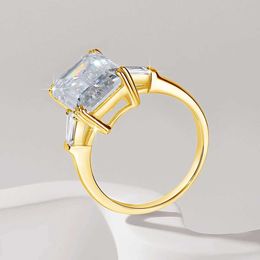 Anillos de boda de 2pcs certificados 10ct esmeralda cortado moissanite anillo de oro big diamante joyería de boda para mujeres impermeables de compromiso regalo de novia nuevo en