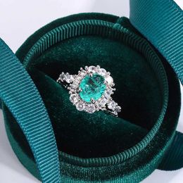 2pcs bagues de mariage exquise paraiba vert green high carbone diamond 925 sterling argent sterling pour femmes bijoux de fête cadeau anniversaire en double cristal