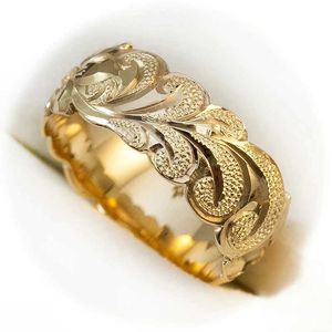 2 -stcs Wedding Rings Huitan Bohemia Stijl Bloempatroon Goud kleurring voor vrouwen blad en bloem gesneden ontwerp chique vrouwelijke ringen hete sieraden