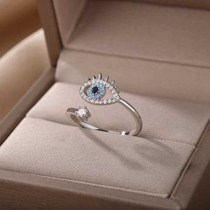 2 stks trouwringen Lucky Turkse boze oogringen voor vrouwen openen verstelbare roestvrijstalen ring 2024 trend luxe bruiloftspaar sieraden cadeau