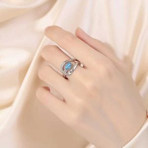 2 stks trouwringen unisex ovaal blauwe steen trouwringen synthetische turquoise ringen voor vrouwen mannen zilveren kleur vintage verlovingsring feestje sieraden