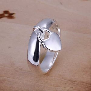 2 stks trouwringen groothandel sieraden zilveren kleur hart slot ring charmes mode voor vrouwen bruiloft verlovingsring hot cadeau jshr133