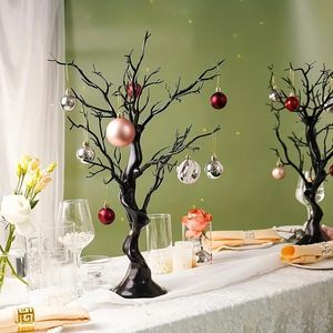 Branche d'arbre de noël artificielle, 2 pièces, blanc et noir, plante Manzanita pour la maison, événement, fête, décoration de Table, affichage de centres de Table de mariage