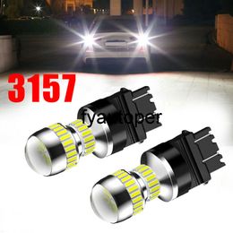 2pcs White Car Tuning 3157 54 SMD LED Tail Brake Stop Backup Reverse Turn Signal Light Bulbs Car Decoration Accessories