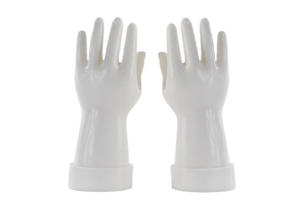 2pcs White Mannequin Hand Jewelry Nail Showcase de reloj Guantes de la pulsera del anillo Mujeres de la derecha izquierda Mannequin Mannequin 28002932