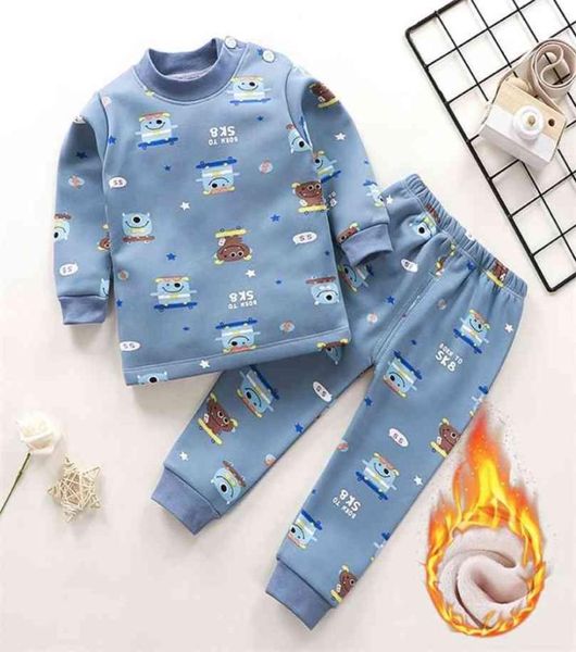 2pcs Hiver Enfants039 Vêtements Sous-vêtements thermiques Ensemble plus Velvet 16y Baby Boys épaississent les vêtements pour enfants pour enfants Pyjamas SU7439969