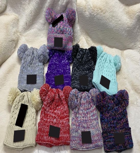 2 piezas Invierno mujer Sombreros hombre Viaje niño niñas Moda adulto Gorros tamaño adulto y niño Skullies Chapeu Gorras Algodón Gorra de esquí niña rosa4859782