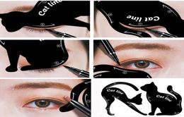 2PCS Women Cat Line Eyeliner Stencils Pro Oogmake -up Tool Eye Sjabloon Shaper Model Eenvoudig om te maken Cosmetisch MaquiaGem5670893