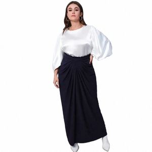 2pcs Femmes Plus Taille Ensembles Jupe décontractée Costumes pour grande taille Femme Vêtements 2024 Printemps Lâche Courbe Ensembles 60bK #