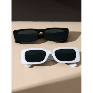 2 stks vrouwen vierkant trendy frame plastic y2k mode zwarte thee bril voor outdoor street snap kleding accessoires