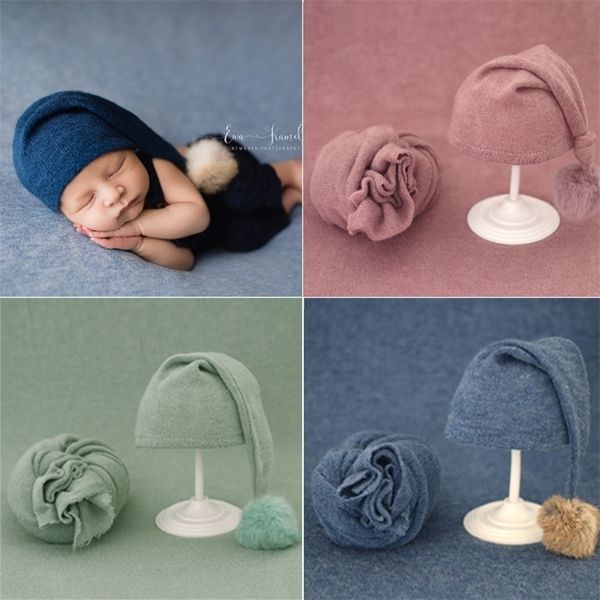 2pcs Wrap Hat Sets bornn Pography Props Garçons Filles Pography Blanket Infant Baby Picture Shoot Props Accessoires 220519