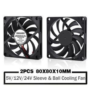 2PCS YOUNUON 80MM 5V USB 80x80x10mm 8cm 12V 24V 8010 2PIN 3PIN Borstelloze DC Cooling Cooler PC CPU Computer Case Fan 240314