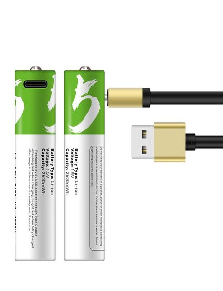 2 pièces 4 pièces d'origine USB AA No5 piles rechargeables 15V 2600 MWh Liion batterie TypeC Port pour télécommande souris électrique T7537945