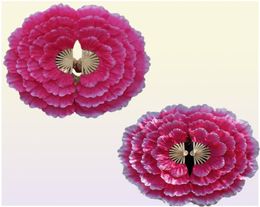 2pcsDancing Fan Peony Flower Dance Hand Square Performance Props Eventail a Main Abanico Para Boda De Mano 2205051818099