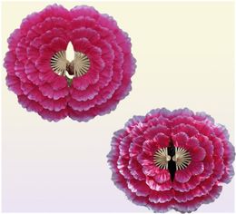 2PCSDANCH FAN Peony Flower Dance Hand Square Performance Performance accessoires Eventail A Abanico Para Boda de Mano 2205056075013