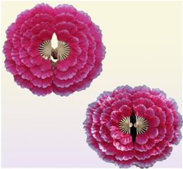 2PCSDANCH FAN Peony Flower Dance Hand Square Performance Performance Props Eventail A Abanico Para Boda de Mano 2205054104932