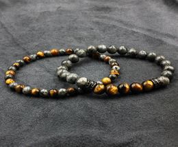 2pcset Tiger Eye Stone Beads Bracelet Bouddha Charm bracelets Bangle Mew Men Labradorite Stone Micro Inclay Zircon2688607