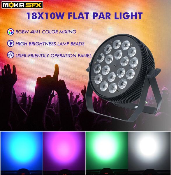 2pcslot 1810W luz Par LED RGBW 4 en 1 Uplight para luz Par plana Dj luces de escenario para bodas club nocturno Party7613582