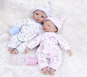 2pcslot 35CM Silicone reborn premie minuscules poupées de bébé jumeaux très doux en rose et être robe cadeau d'anniversaire jouets à collectionner59313351923058