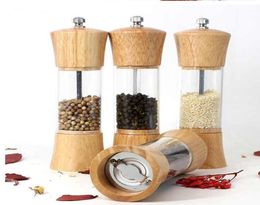 2pcslot 6 pouces en bois acrylique à épices moulin à poivre avec forte rémunération réglable outils de cuisine pour la cuisine 4101082