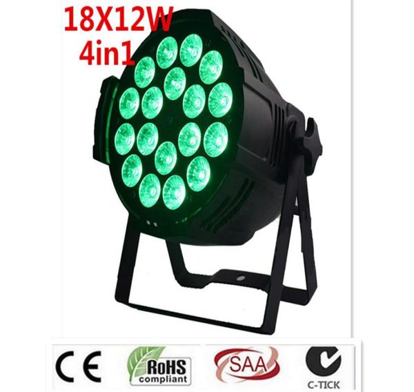 2 pcslot LED Par lumière 18x12 W 4in1 RGBW plat en plastique LED Par peut lampe Disco lumières de scène Luces Discoteca faisceau Laser Luz de Pro4987277