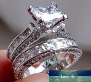 2PCSLOT Silver Double Big Rings Set Engagement pour femme Men Cumbic Zirconia Ring Femme Love Lover Party Wedding Jewelry Facteur 6934845
