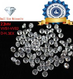 Pierre Moissanite ronde et brillante, petite taille 23mm, couleur blanche, en vrac, pour la fabrication de bijoux, 2 pièces, 6647958