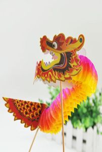 2PCSPACK 3D Chinese Dragon Tissue Paper Flower Balls Chinese Nieuwjaar Decoratie Honeycomb Hanging Decoration3198293