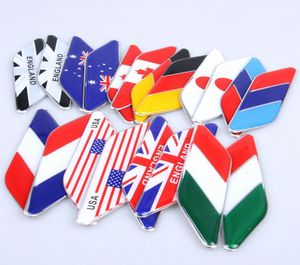 2 piezas Par 3D Aluminio Epoxi Australia Alemania Francia Canadá EE. UU. Japón Italia Inglaterra Bandera Guardabarros lateral Emblema Insignia Calcomanía Coche Sticke9059656