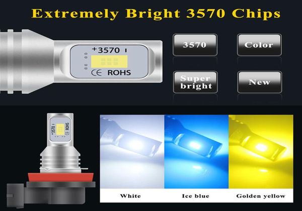 Juego de 2 bombillas LED antiniebla para coche H7 H4 H1 H11 H3 H8 H9 33 SMD 12V 6000K blanco faro antiniebla para coche Bright1739415