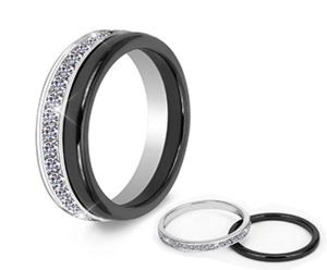 2pcSet Classic Black Ceramic Ring Beautiful Proof Proof Bijoux sain pour les femmes avec Bling Crystal Fashion Ring7086528