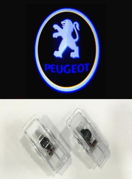 Projecteur de lumière de logo de porte Peugeot, sans fil, ombre fantôme, lampe laser de bienvenue pour 508 408 308 3008 4008 5008 CRZ2911428, 2 pièces