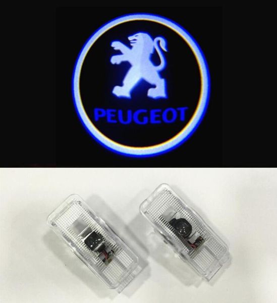 Projecteur de lumière de logo de porte Peugeot, sans fil, ombre fantôme, lampe laser de bienvenue pour 508 408 308 3008 4008 5008 CRZ6954628, 2 pièces