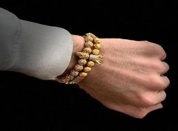2pcSset Bracelet Men Braceletcharmgoldstainless Steelbracelets pour femmes Ball Zirconia Bracelets Femme Jewelry Gift H5493834