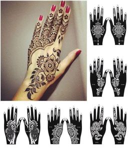 2PCSSet Professionele henna stencil Tijdelijke hand tattoo body art sticker sjabloon bruiloft gereedschap India bloemen tattoo stencil T2007321516