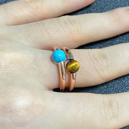 Простое круглое кольцо из 2 предметов, разноцветное кольцо ярких цветов, кольцо из слюды, бирюзового кристалла для женщин, подарок на день рождения 231226