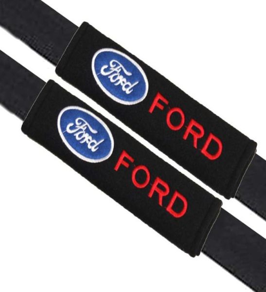 2pcsset universel coton ceinture de sécurité épaulettes couvre emblèmes pour Ford focus 2 3 fiesta kuga mondeo Badges accessoires auto Car5222569